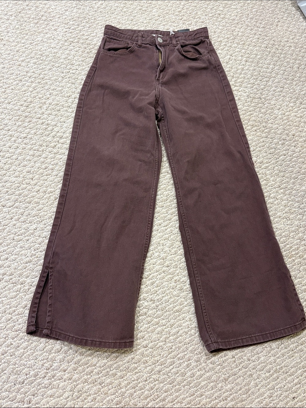H&M Girls Brown Wide-Leg Jeans